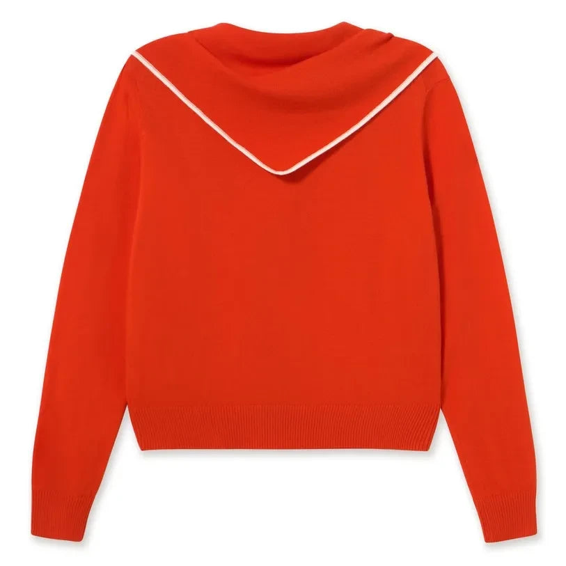 The Tiny Big Sister - Lara Scarf-Neck Wool Cardigan | Red