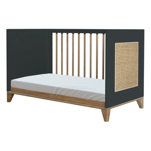 Théo - Nami Cedar and Wicker Weave Baby Bed 60x120cm | Black