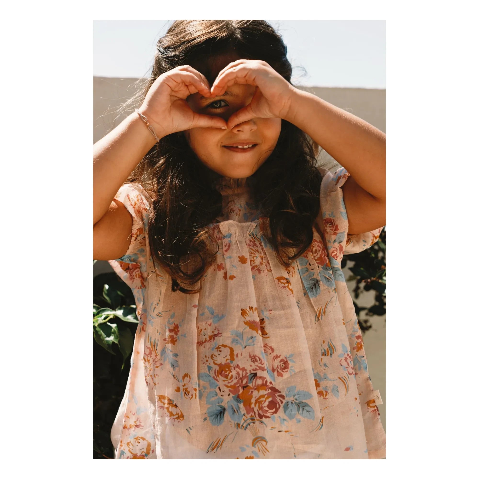 Lilinoa - Blusa de algodón con flores Elise | Melocotón