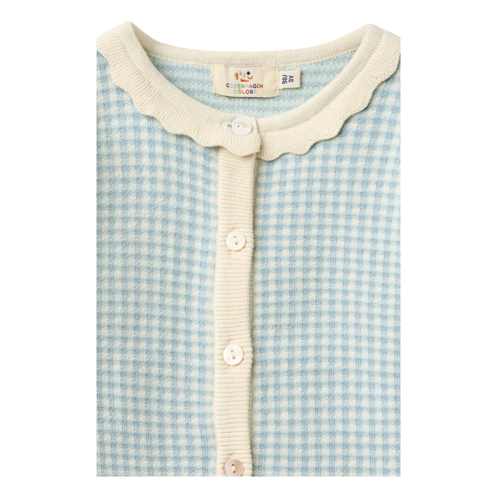 Copenhagen Colors - Organic Cotton Jacquard Short Sleeve Cardigan | Light Blue