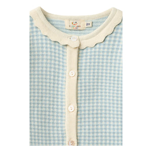 Copenhagen Colors - Organic Cotton Jacquard Short Sleeve Cardigan | Light Blue