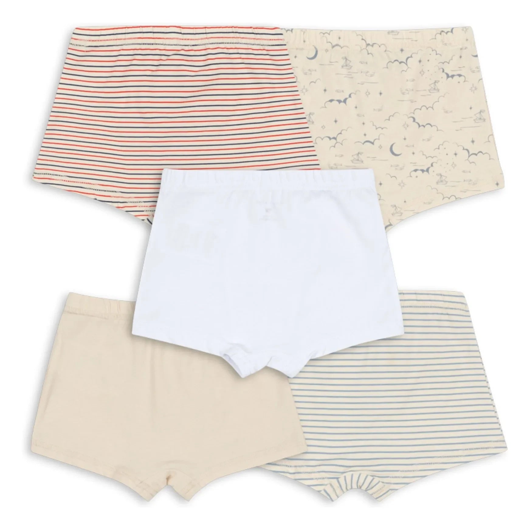 Konges Sløjd - 5er Pack Gestreifte Boxer Slips aus Bio-Baumwolle | Beige