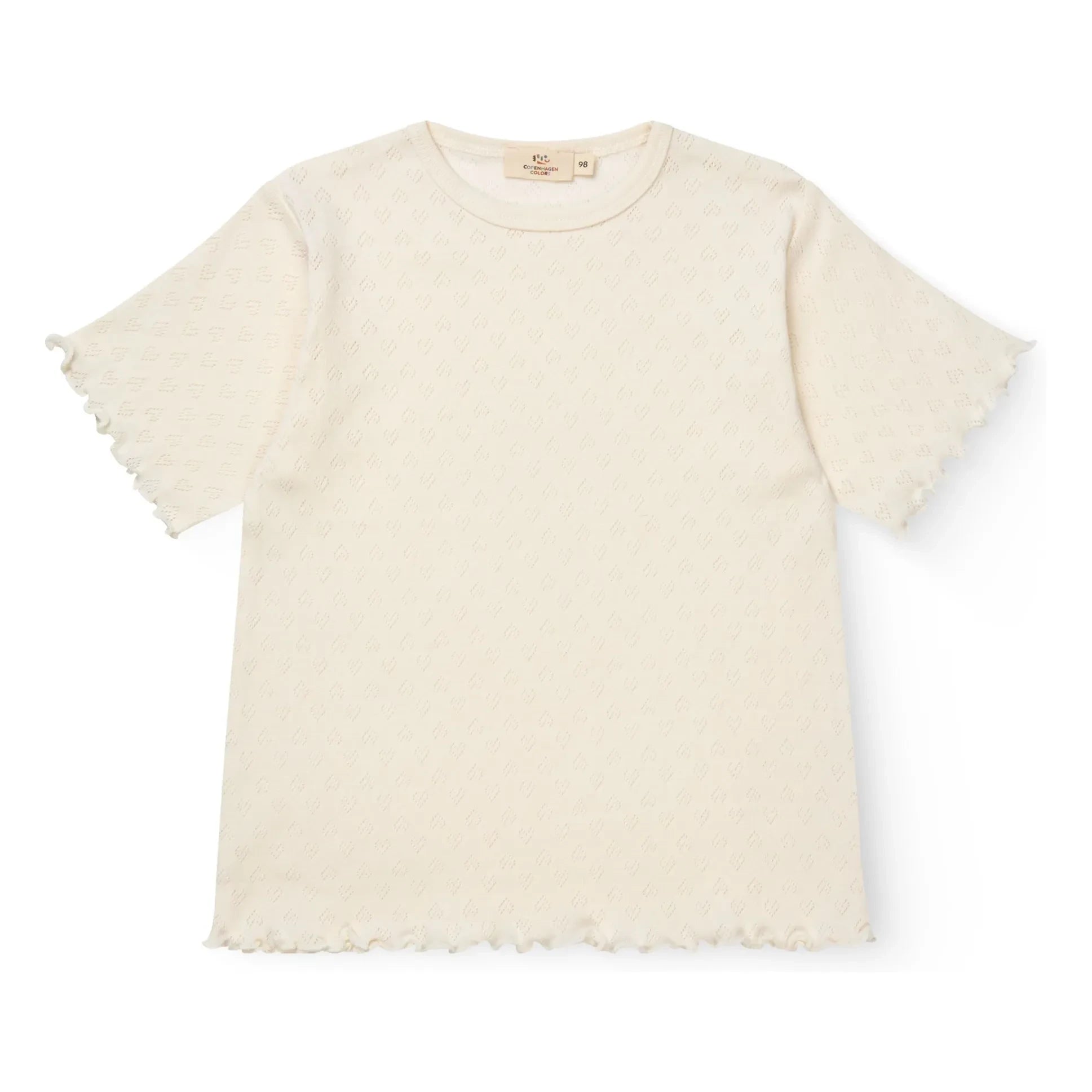 Copenhagen Colors - Pointelle organik pamuklu T-shirt | Krem