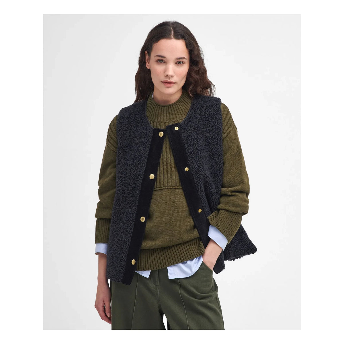 Barbour - Chaleco sin mangas Dulsie Shearling | Negro