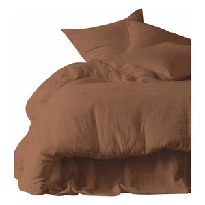 Haomy - Mykonos Fitted Sheet in Cotton Gauze | Mocaccino