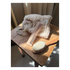 My Little Freckle - Set cepillo para el cabello + peine + bolsa Sherpa | Beige