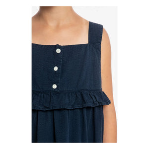 Matona - Vestido con volantes Mi-Long Algodón orgánico | Azul marino