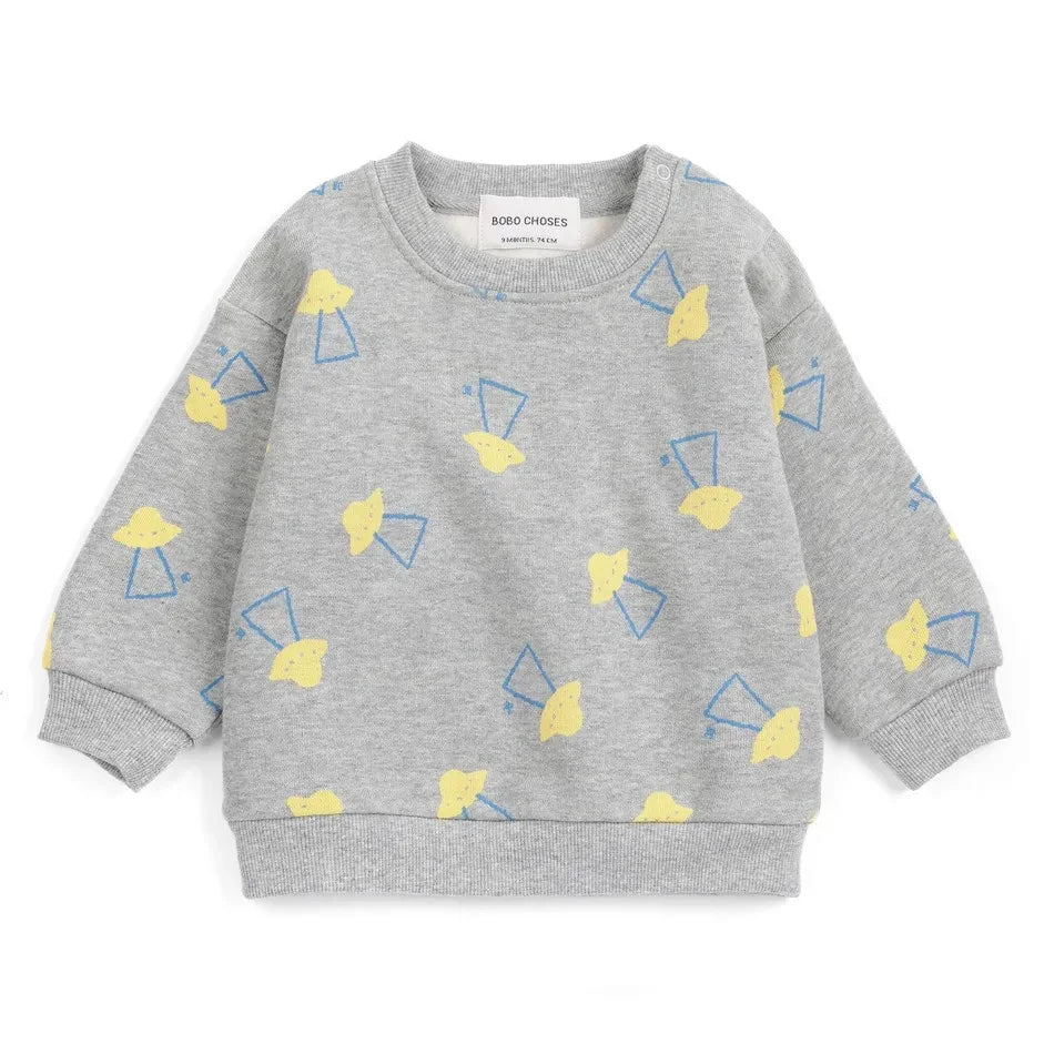 Bobo Choses - Organik pamuklu bisiklet yaka sweatshirt | Heather gri