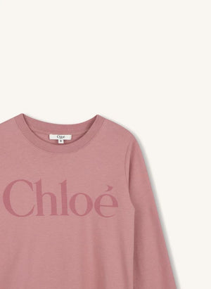 Chloé - T-shirt Chloé in cotone biologico | Rosa cipria