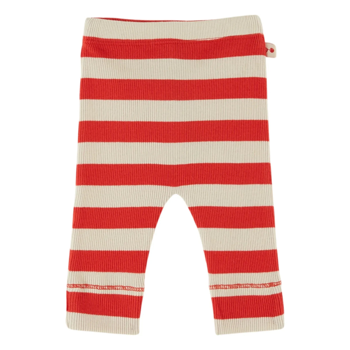 Emile et Ida - Striped Ribbed Organic Cotton Leggings | Red