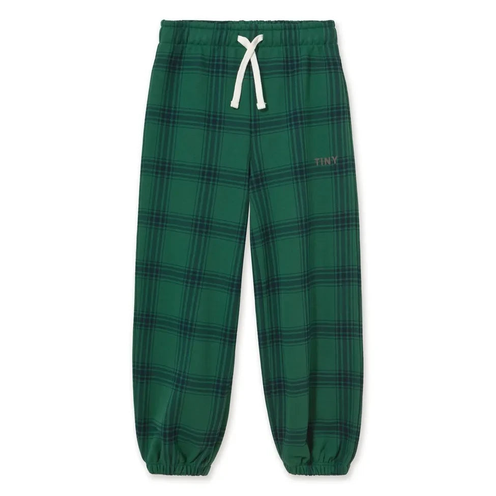 Tinycottons - Organik Pamuklu Kareli Jogger Pantolon | Yeşil