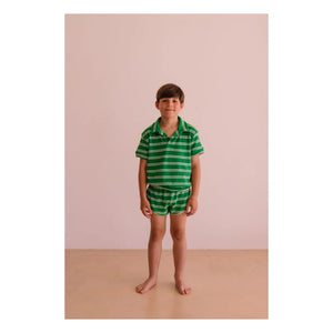 We Are Kids - Juju Çizgili Organik Pamuklu Havlu Şort | Yeşil