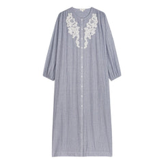 Louise Misha - Gestreiftes Kleid Flavie aus Bio-Baumwolle | Blau