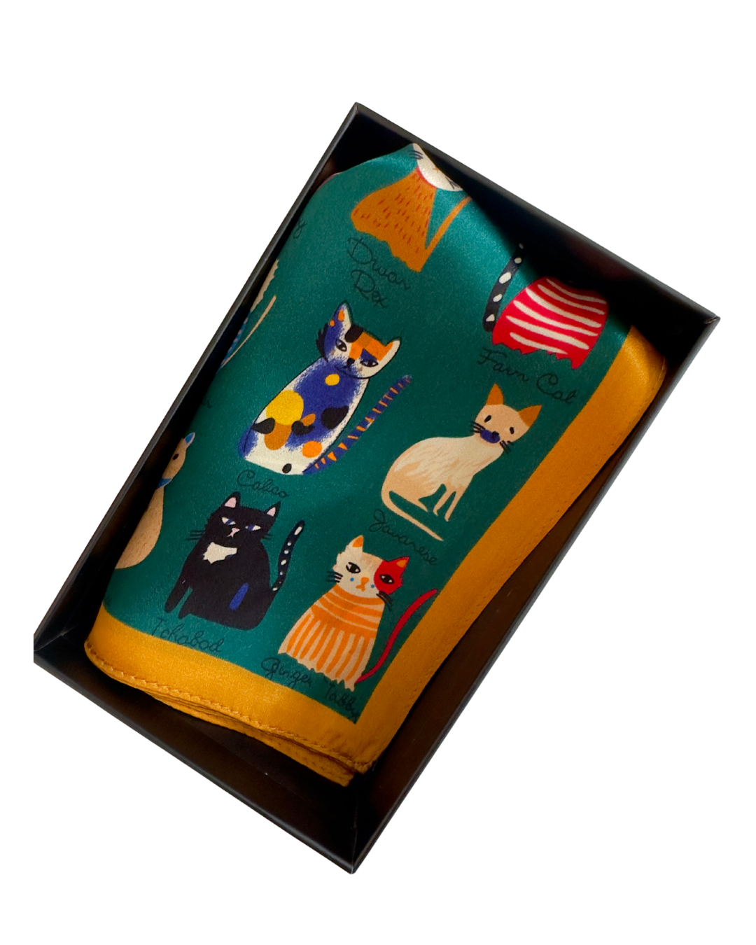 Baveal - Emerald Cats %100 Dut İpeği Fular – 53 cm