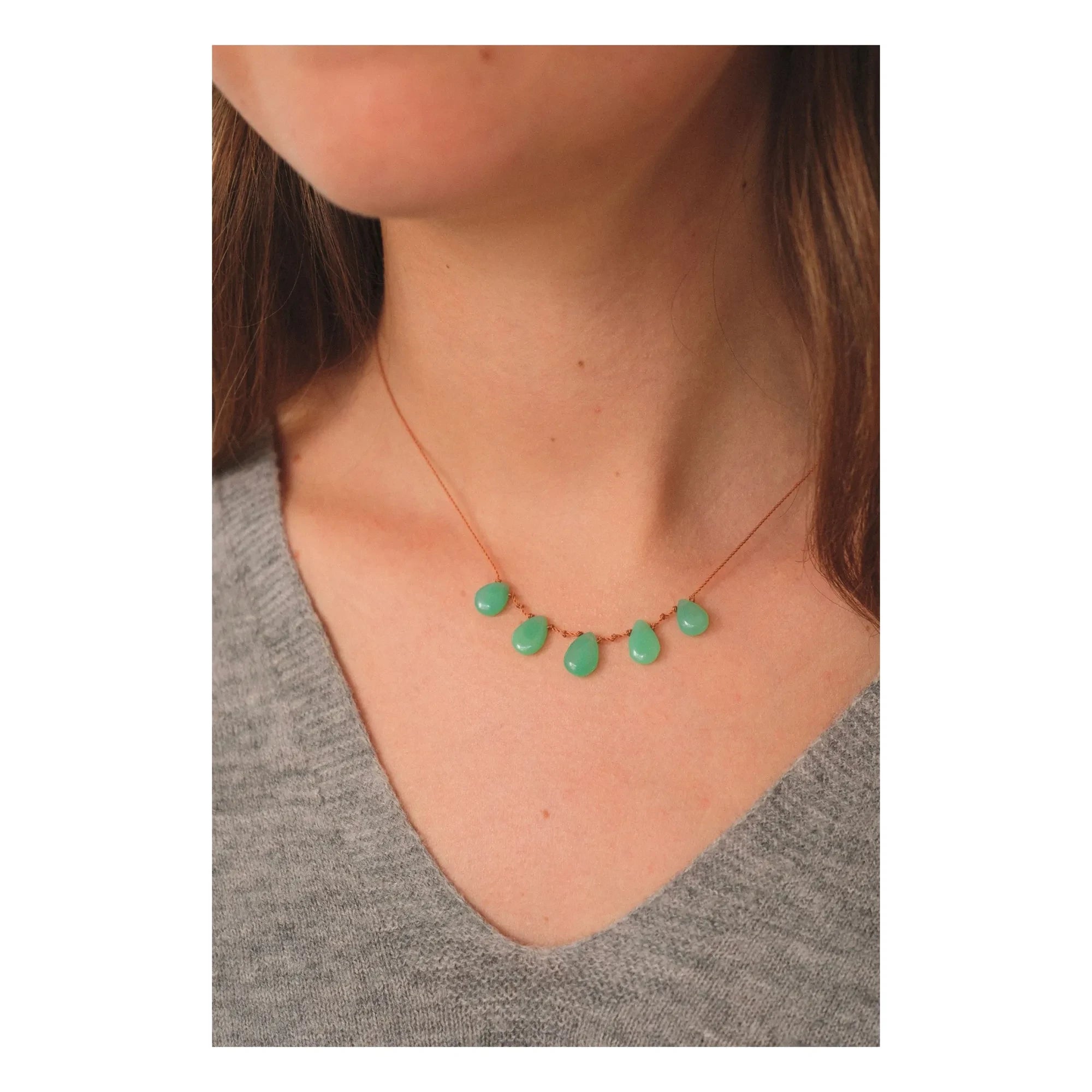 Ivarene - 5 Damla Kolye | Chrysoprase