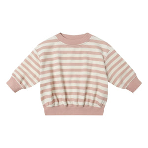 Quincy Mae – Gestreiftes Sweatshirt aus Bio-Baumwolle | Rosa