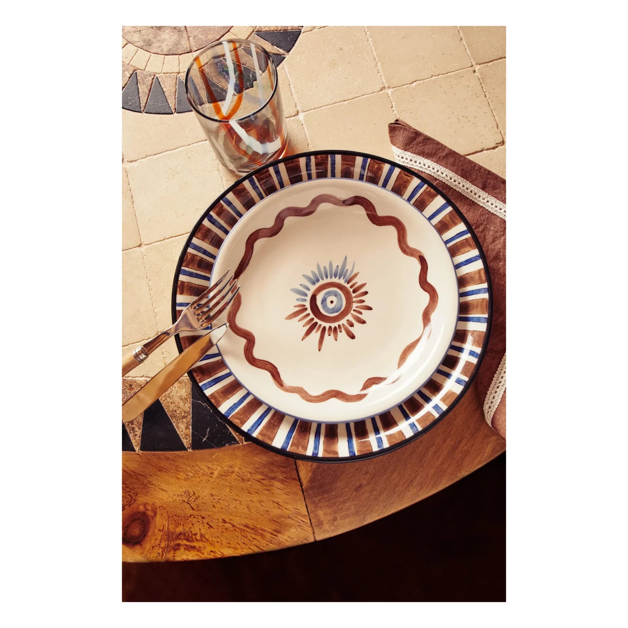 Tressé - Patterned Dessert Plate | Brown