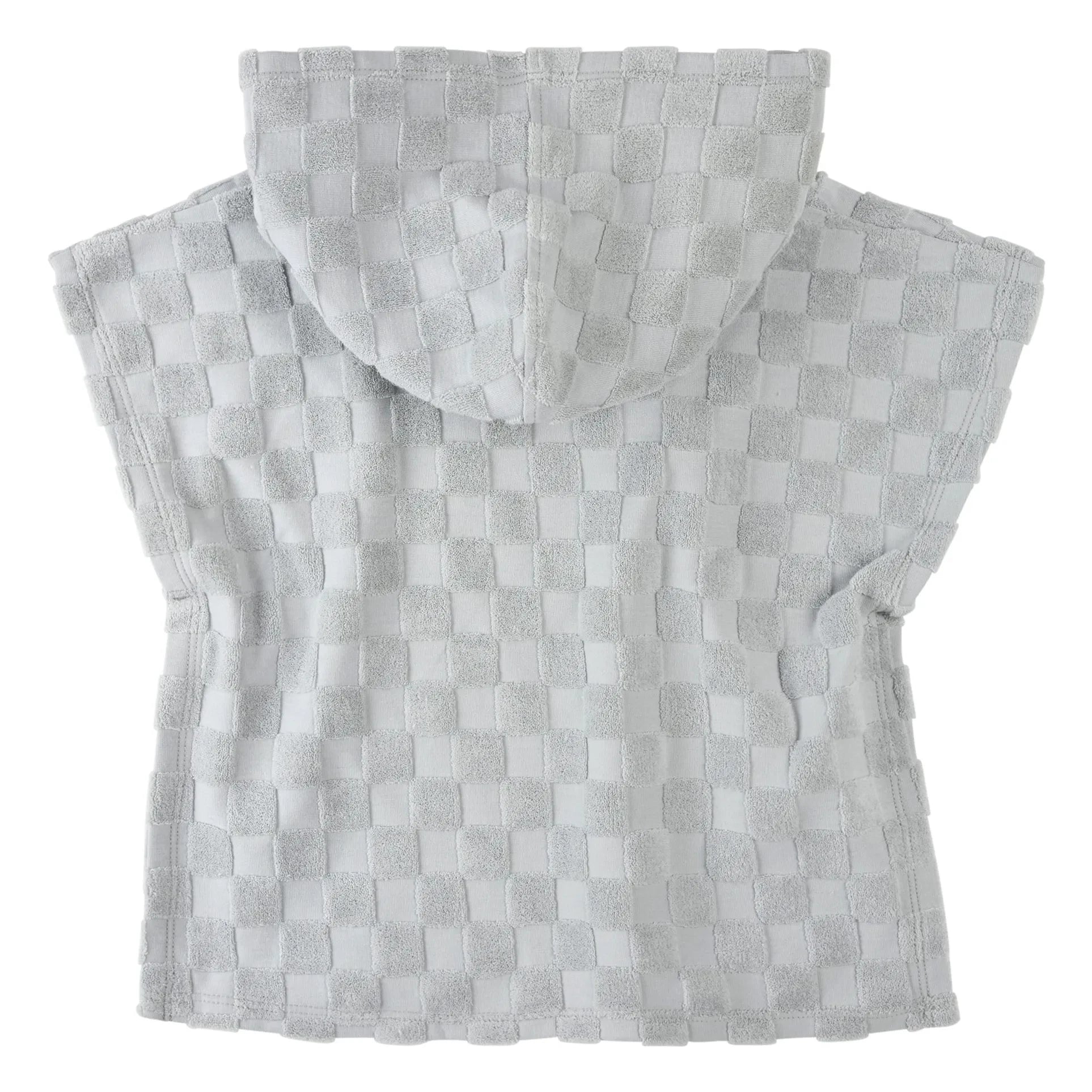 Petit Lem - Damier Strandponcho aus Bio-Baumwolle | Blau