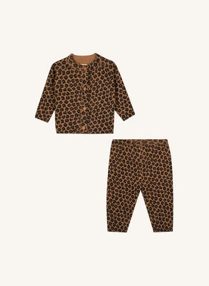 Bonton - Leoparden-Cardigan und Leggings-Set | Braun