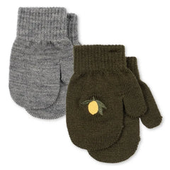 Konges Sløjd - 2 Paar Filla Limon Wollhandschuhe | Khaki