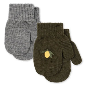 Konges Sløjd - 2 Paar Filla Limon Wollhandschuhe | Khaki