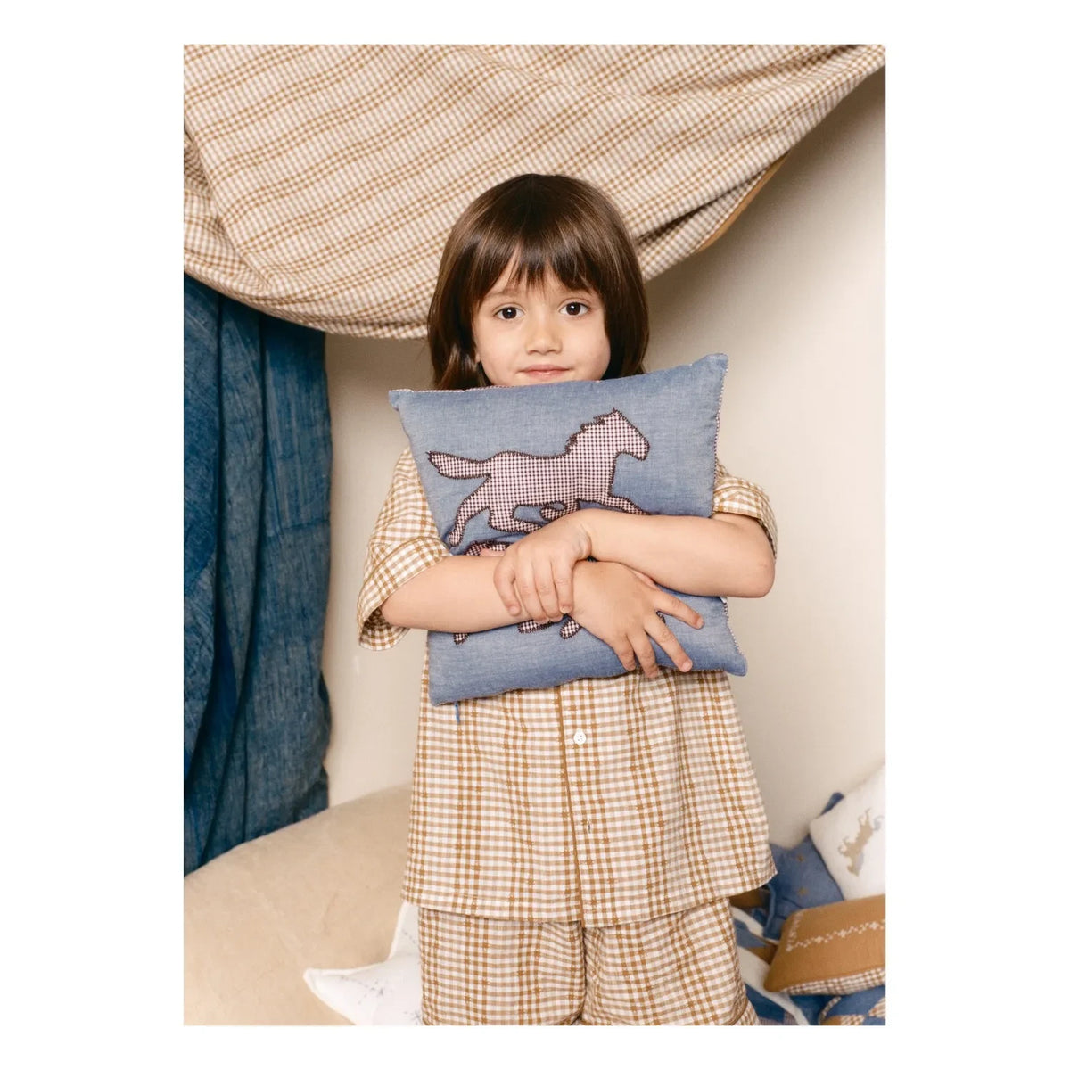 Editions Aimable - Hector Horse Pillow | Blue Chambray