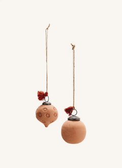 Madam Stoltz - Terracotta Noel Süsleri - 2'li Set