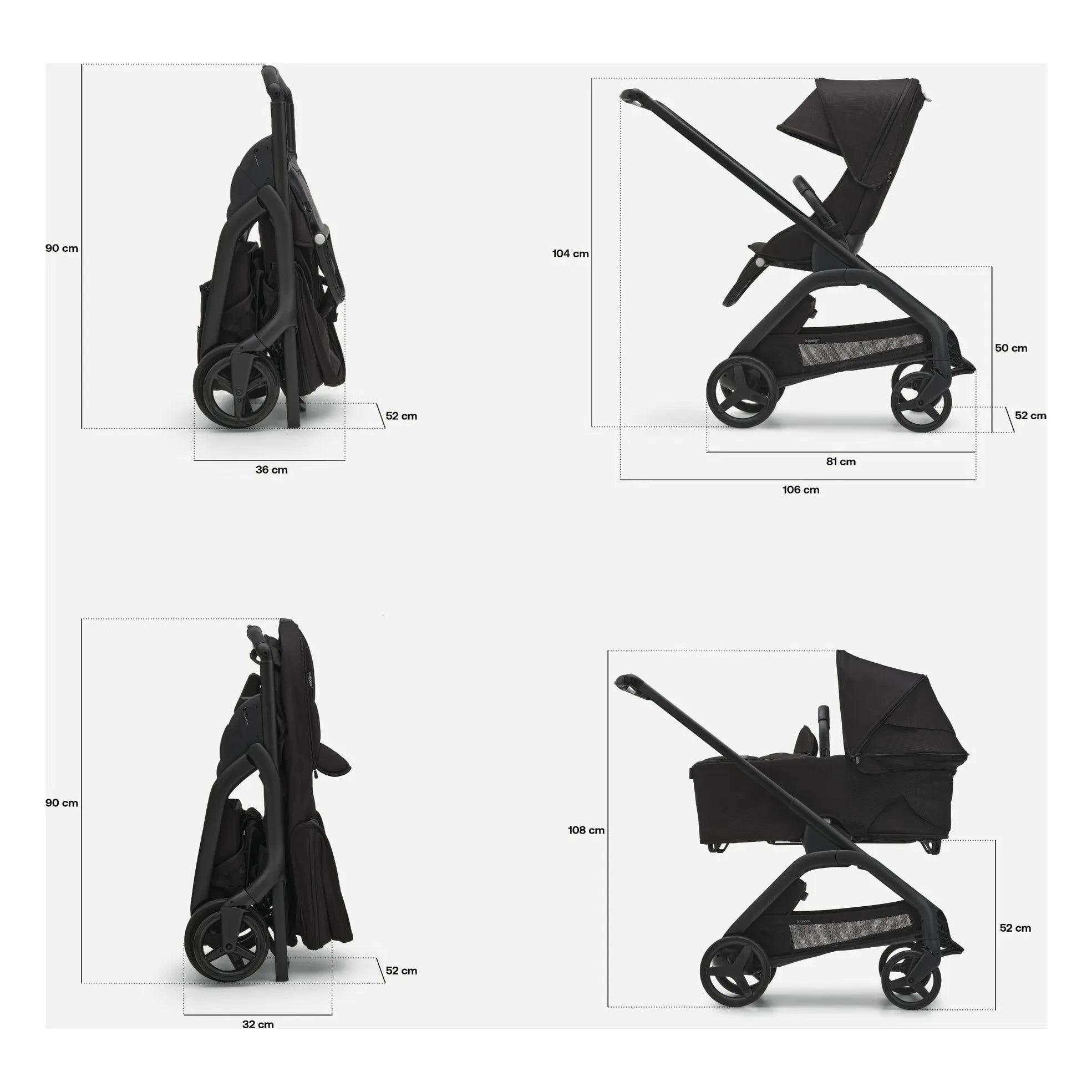 Bugaboo - Bugaboo Dragonfly Complete City Baby Stroller in Graphite Frame | Heather Gray