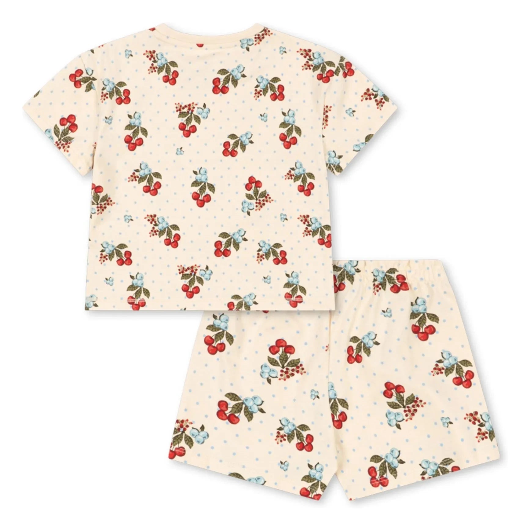 Konges Sløjd - Set aus Bio-Baumwoll-T-Shirt und Shorts Cerises | Ecru