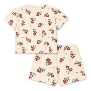 Konges Sløjd - Set aus Bio-Baumwoll-T-Shirt und Shorts Cerises | Ecru