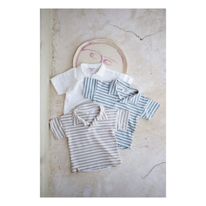 1+ in the family - Borrassa Striped Linen Polo | Green Water