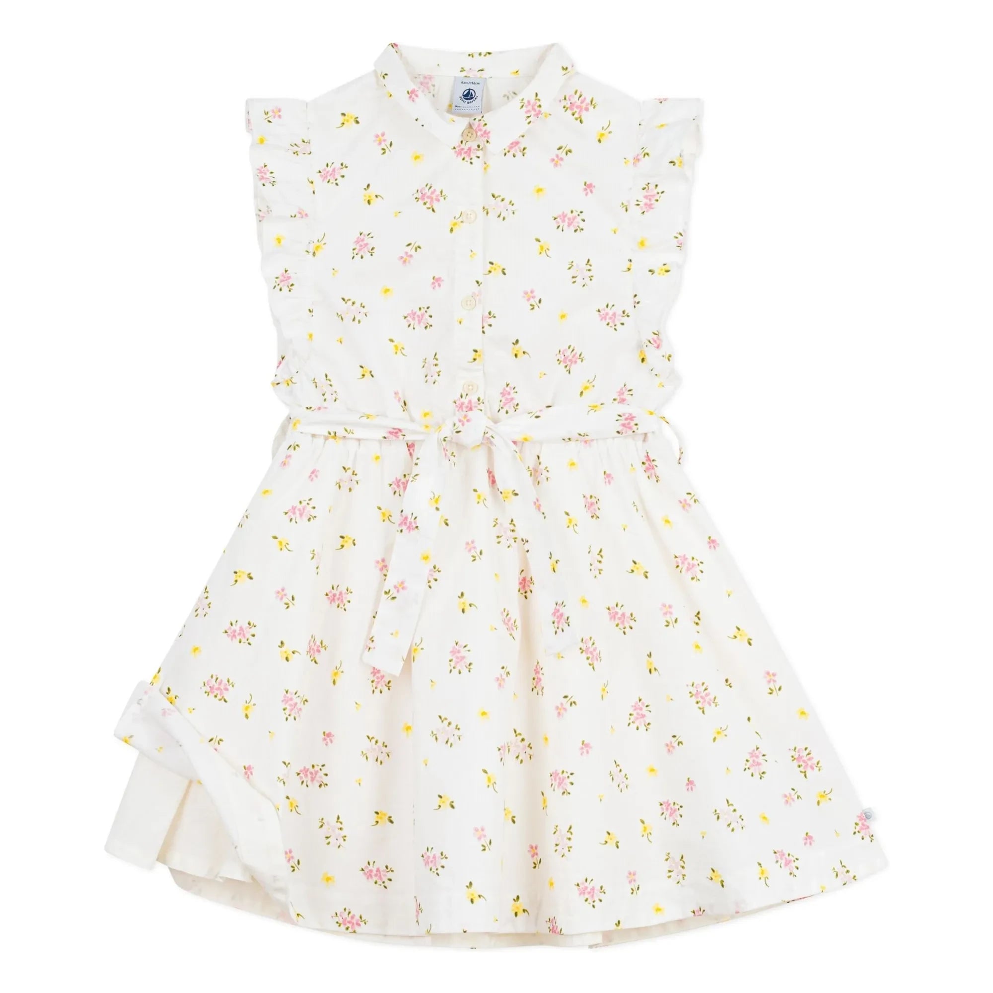 Petit Bateau – Ärmelloses Kleid aus Bio-Baumwolle mit Blumenmuster | Weiß