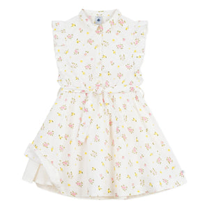Petit Bateau – Ärmelloses Kleid aus Bio-Baumwolle mit Blumenmuster | Weiß