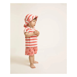 Búho - Organic Cotton Striped Hat Towel | Red