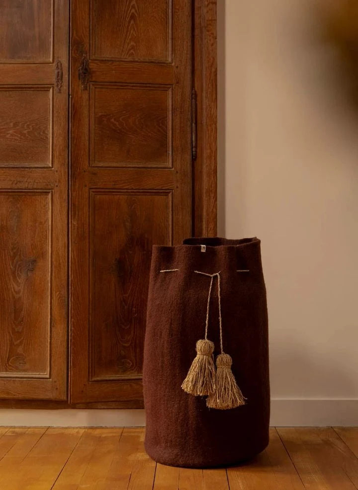Muskhane - Pompom Filz Aufbewahrungskorb | Mahogany