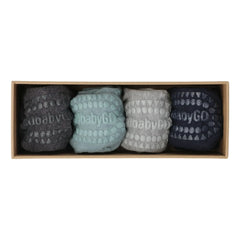 GOBABYGO - Pack de 4 pares de calcetines antideslizantes de bambú | Azul