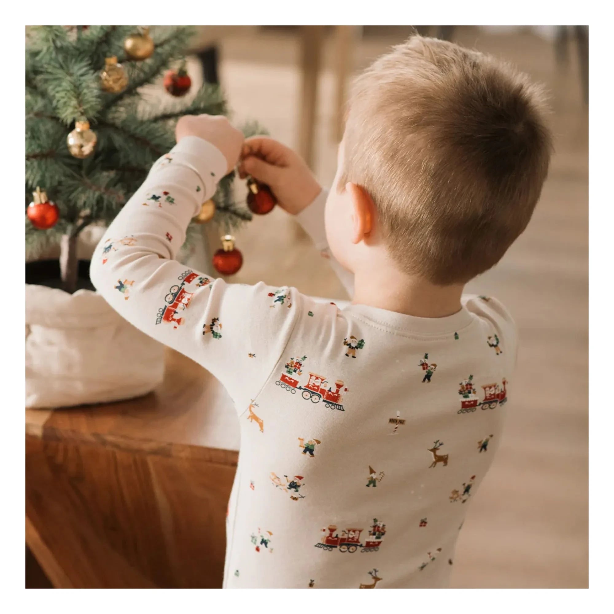 Petit Lem - Pijamas navideños de algodón orgánico | Beige