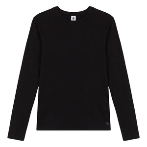 Petit Bateau - Camiseta icónica de manga larga - Colección Mujer | Negro