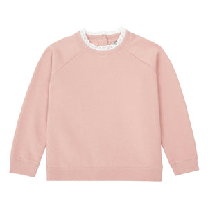 Bonton - Tilia Organic Cotton Lace Collar Sweatshirt | Pink