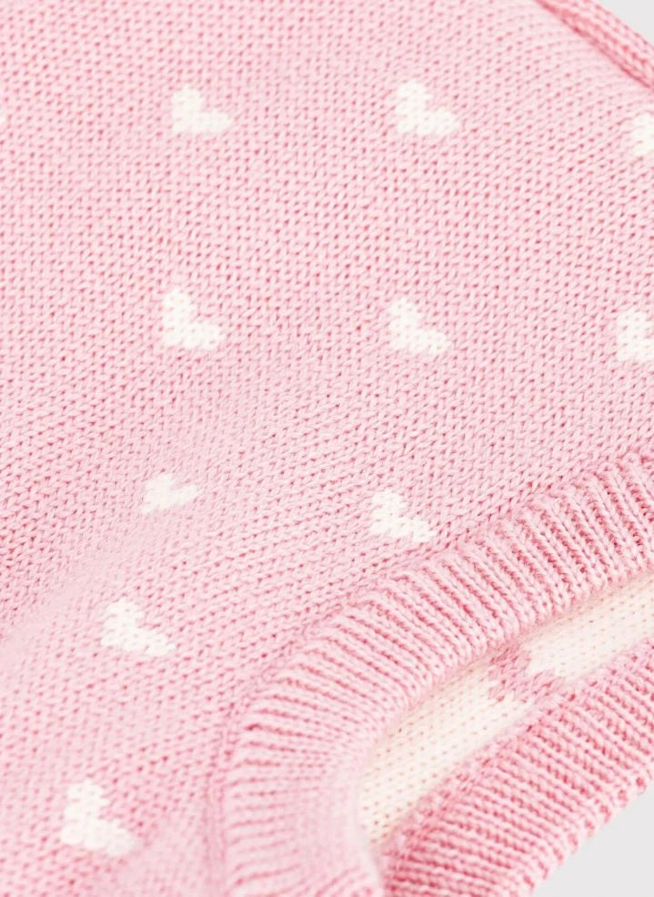 Petit Bateau - Yün kalpli balaklava | Pembe