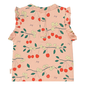 Tinycottons - Cherry fırfırlı Tişört Organik pamuk | Pembe