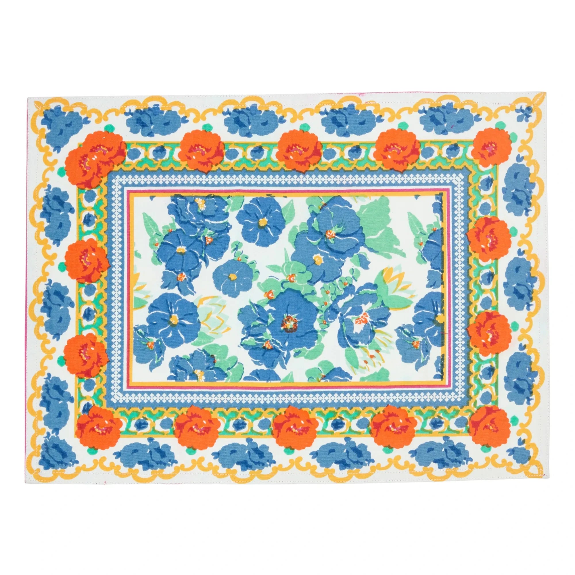 Lucas du Tertre - Blue Floral American Table Runner