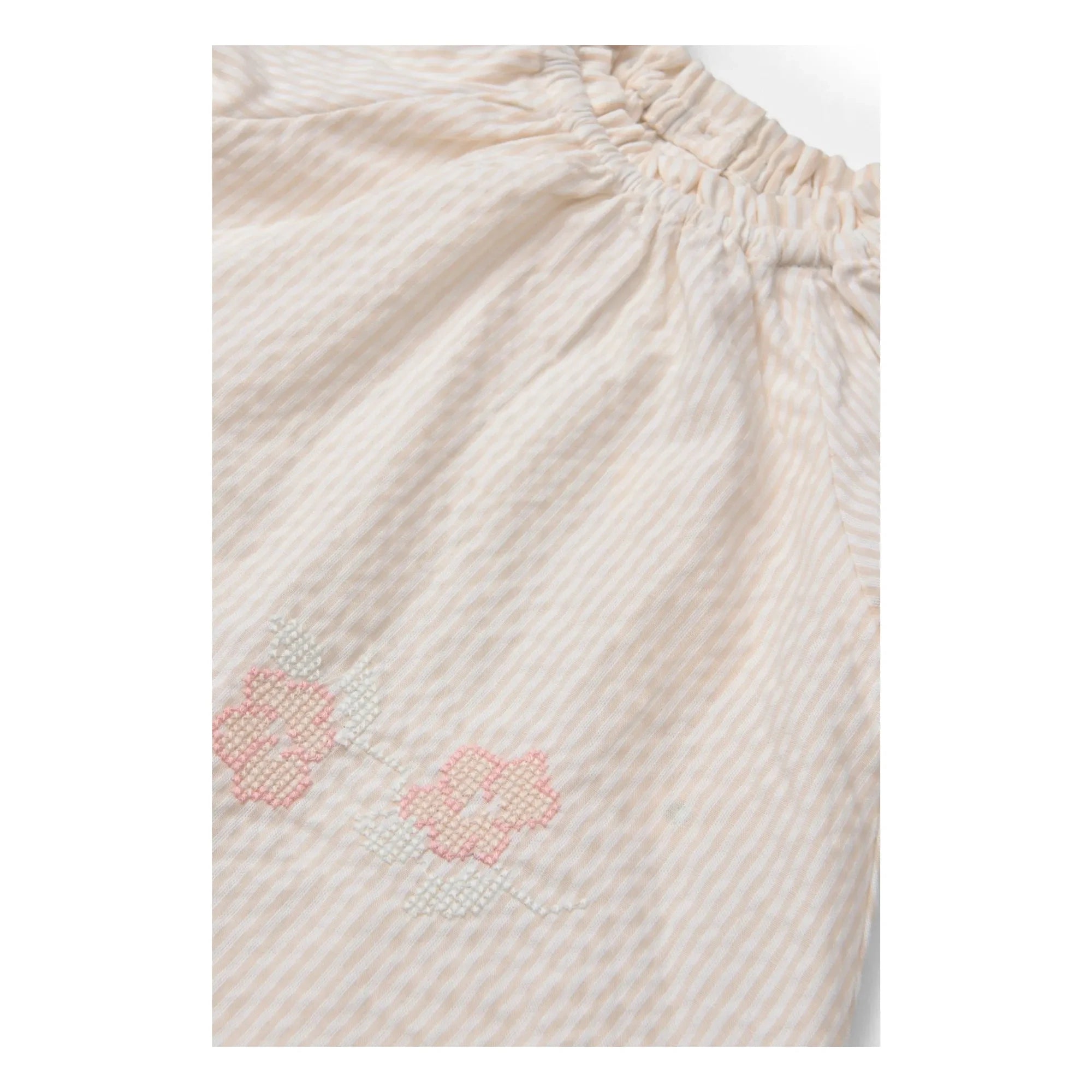 Copenhagen Colors - Striped Seersucker Organic Cotton Blouse and Romper Set | Light Pink