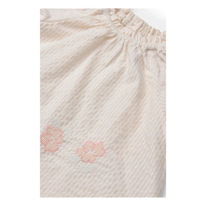 Copenhagen Colors - Striped Seersucker Organic Cotton Blouse and Romper Set | Light Pink