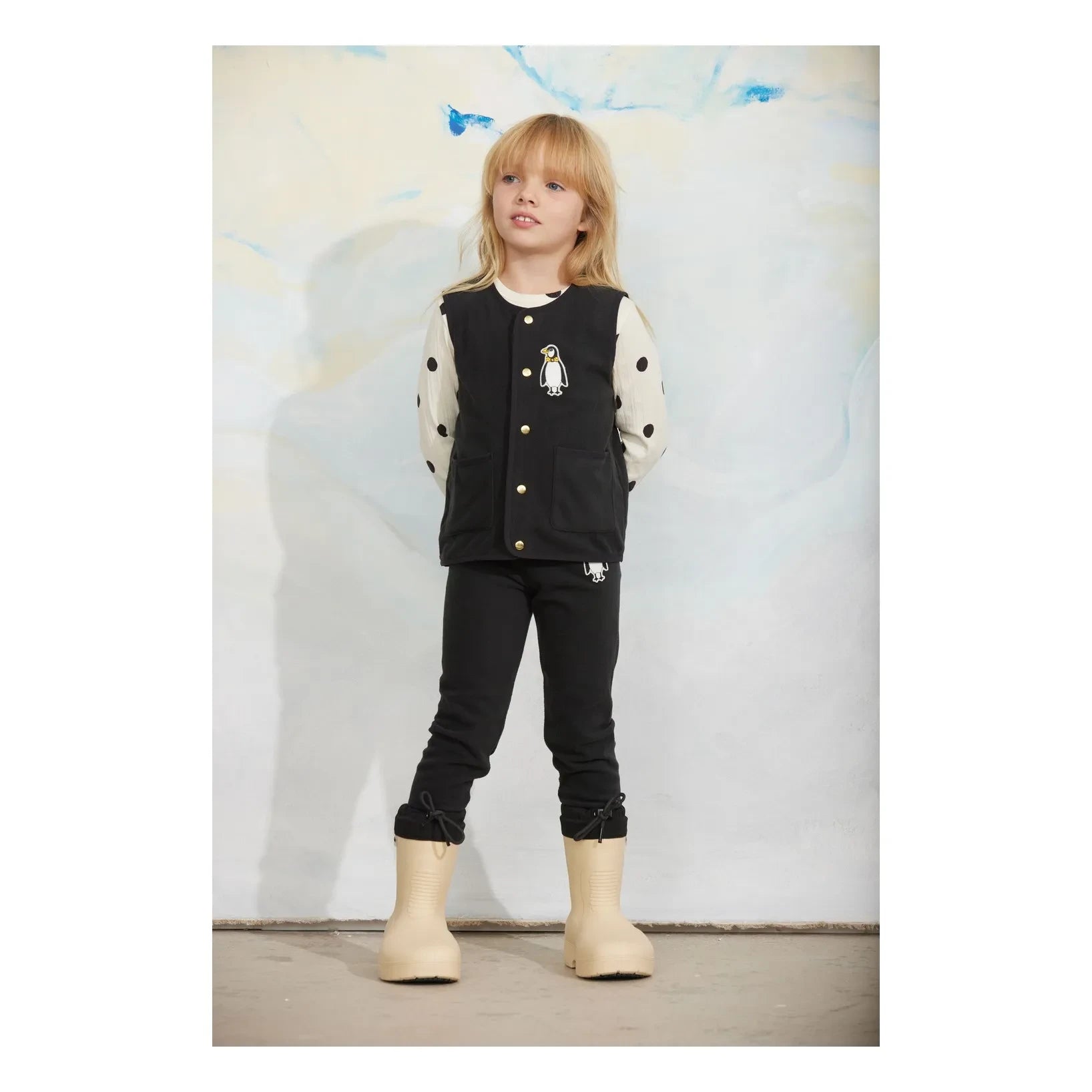 Mini Rodini - Penguin Ärmellose Weste Recycelte Fasern | Schwarz