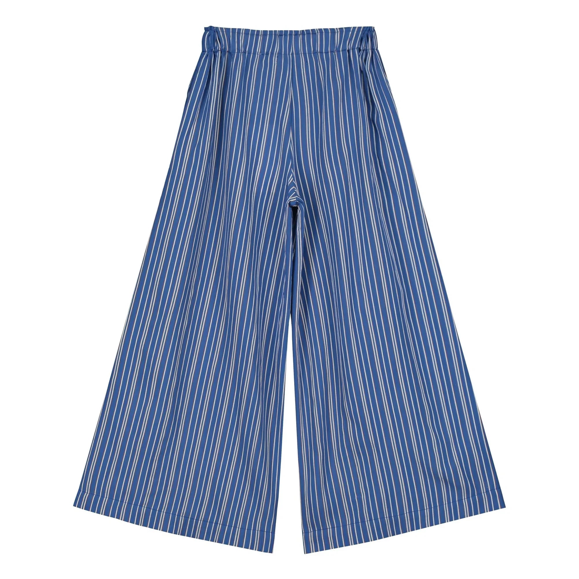 Tangerine – Gestreifte Hose mit weitem Bein | Blau