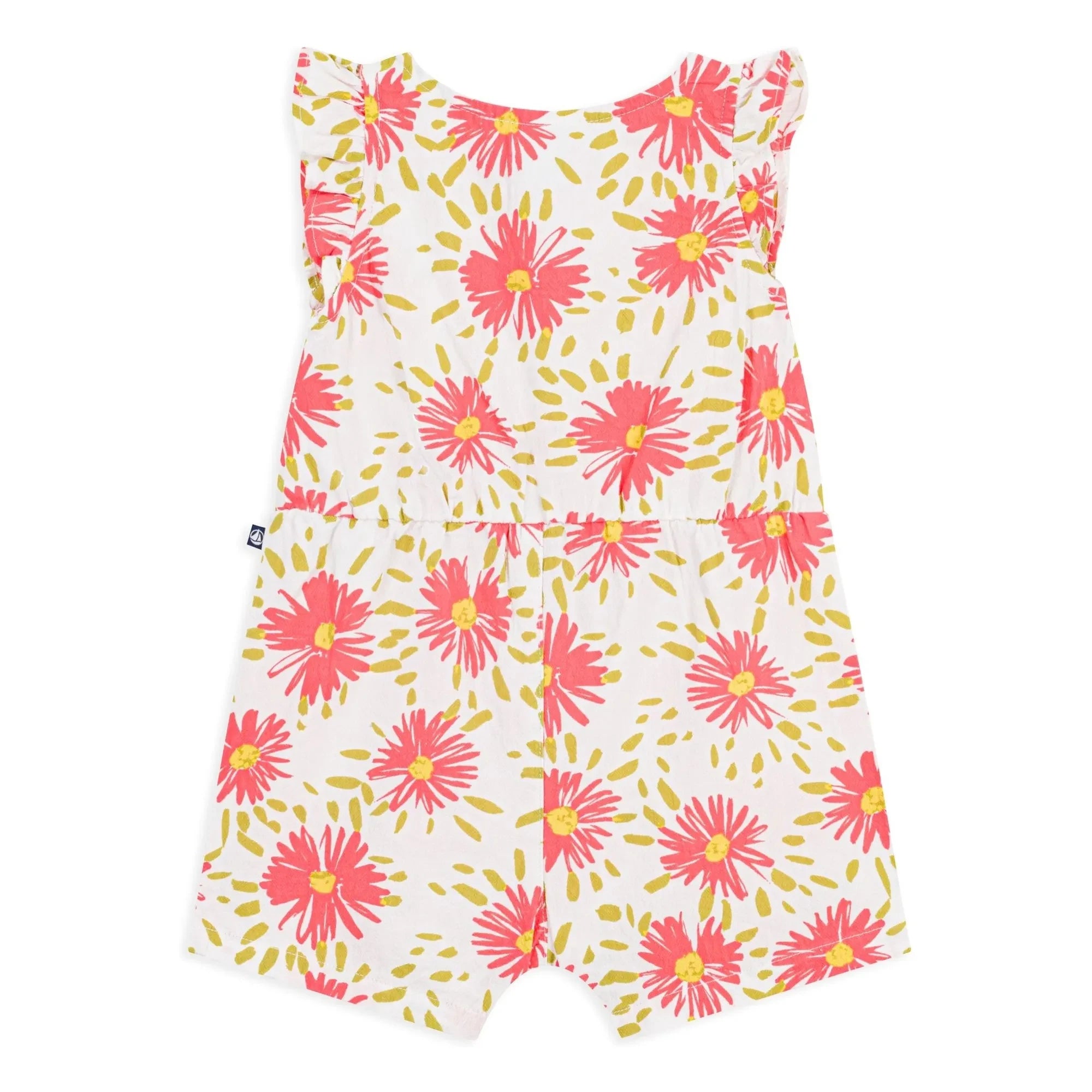 Petit Bateau - Bio-Baumwoll Blumenmuster Krepp Overall | Weiß