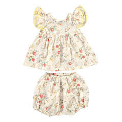 Bebe Organic - Annice Fleuri Üst ve Bloomer Seti | Beyaz
