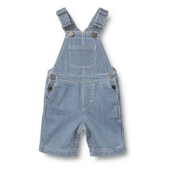 Wheat - Çizgili Denim Organik Pamuk Tulum | Mavi
