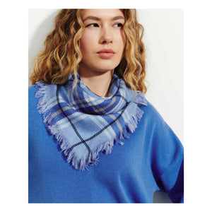 Bompard - Mini Bufanda de Cachemira de Cuadros Pequeños | Azul